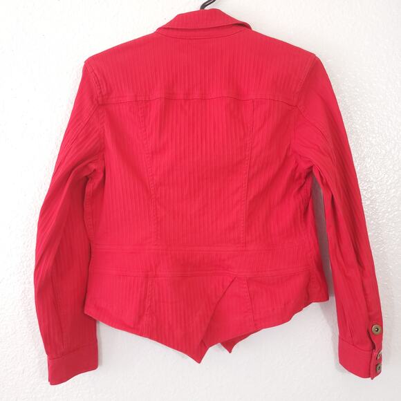 Coldwater Creek short cropped Jacket Womens Petite 4 Red Casual Button U… - Picture 5 of 15